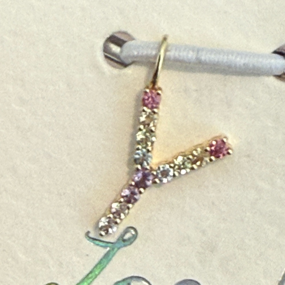LOCAL ECLECTIC PASTEL GEM INITIAL PENDANT - SOLID GOLD